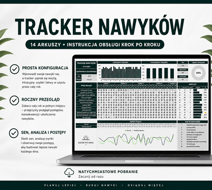Tracker Nawyków Miesięczny + Planer Tygodniowy      (ZA DARMO)