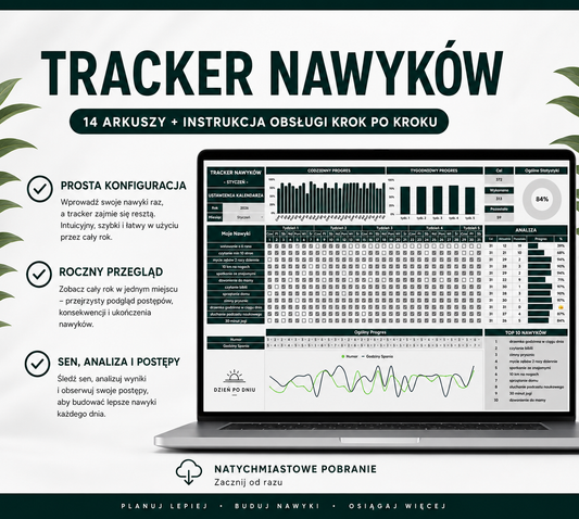 Tracker Nawyków Miesięczny + Planer Tygodniowy      (ZA DARMO)