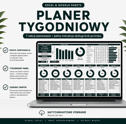 Tracker Nawyków Miesięczny + Planer Tygodniowy      (ZA DARMO)